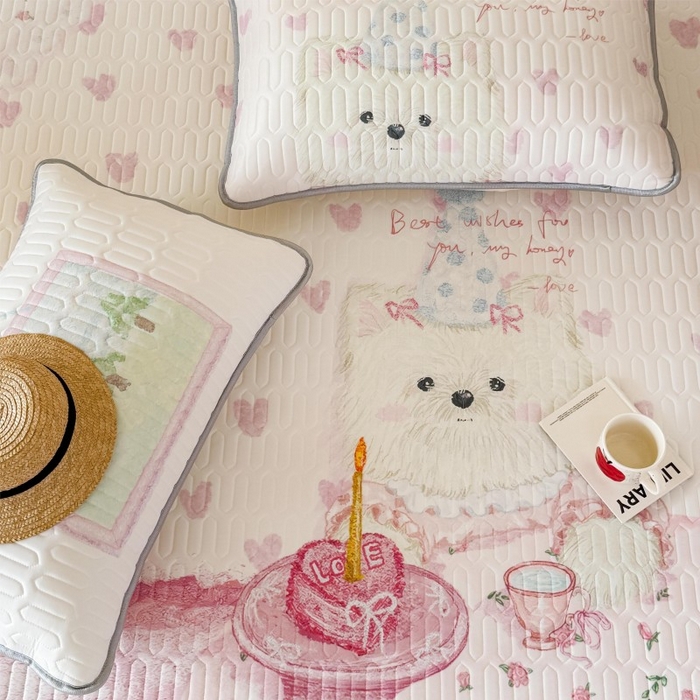 91家纺网 家纺一手货源 找家纺 顾里家纺 2026新款ins大版卡通乳胶席凉席席子 少女西高地