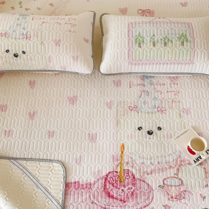 91家纺网 家纺一手货源 找家纺 顾里家纺 2026新款ins大版卡通乳胶席凉席席子 少女西高地