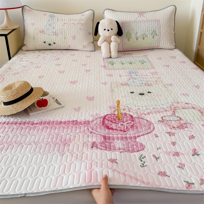 91家纺网 家纺一手货源 找家纺 顾里家纺 2026新款ins大版卡通乳胶席凉席席子 少女西高地