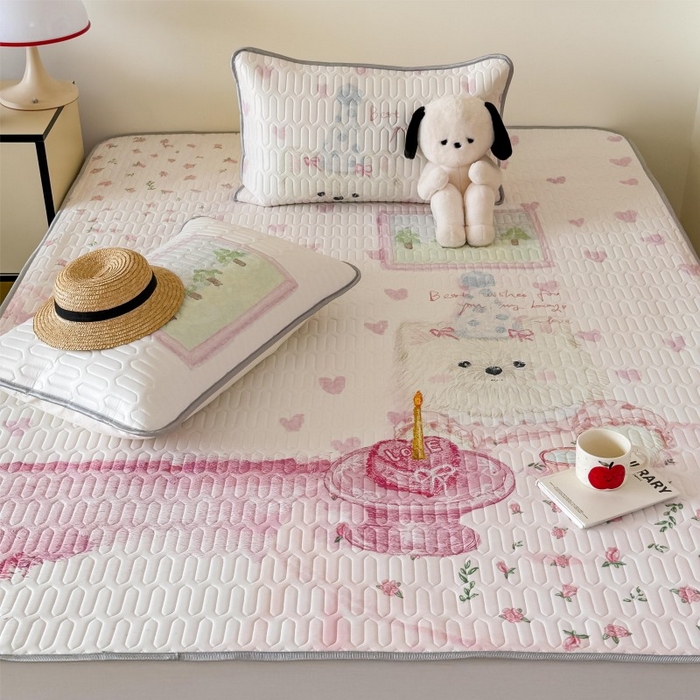 91家纺网 家纺一手货源 找家纺 顾里家纺 2026新款ins大版卡通乳胶席凉席席子 少女西高地