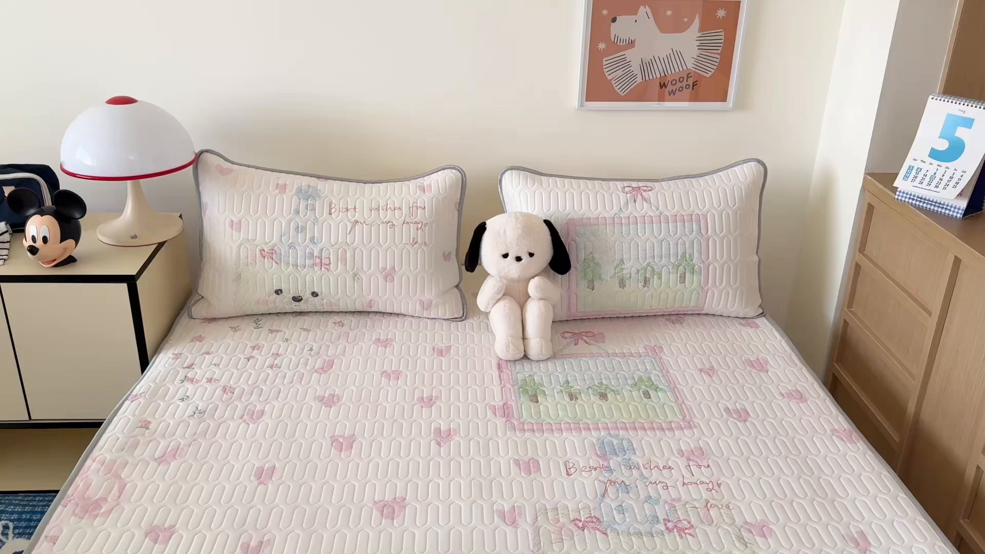 91家纺网 家纺一手货源 找家纺 顾里家纺 2026新款ins大版卡通乳胶席凉席席子 少女西高地