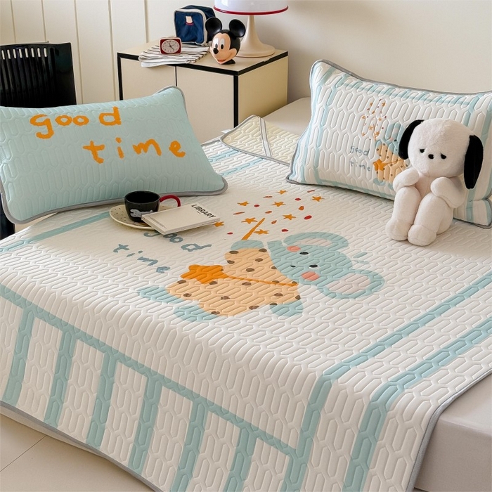 91家纺网 家纺一手货源 找家纺 顾里家纺 2026新款ins大版卡通乳胶席凉席席子 许愿小象