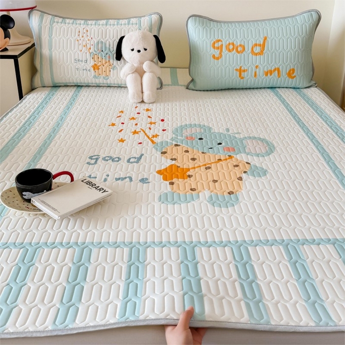 91家纺网 家纺一手货源 找家纺 顾里家纺 2026新款ins大版卡通乳胶席凉席席子 许愿小象