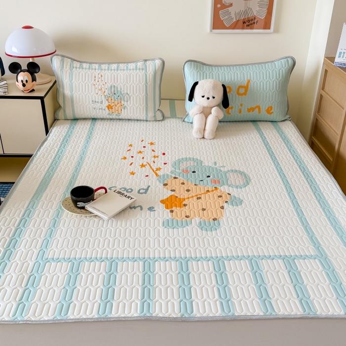 91家纺网 家纺一手货源 找家纺 顾里家纺 2026新款ins大版卡通乳胶席凉席席子 许愿小象