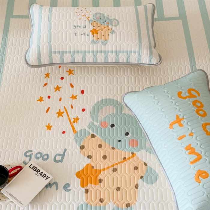 91家纺网 家纺一手货源 找家纺 顾里家纺 2026新款ins大版卡通乳胶席凉席席子 许愿小象