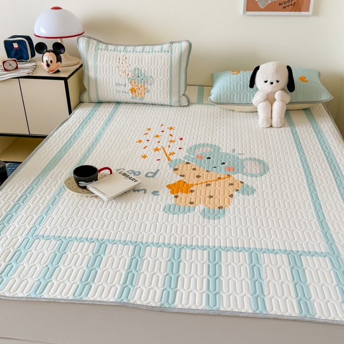 91家纺网 家纺一手货源 找家纺 顾里家纺 2026新款ins大版卡通乳胶席凉席席子 许愿小象