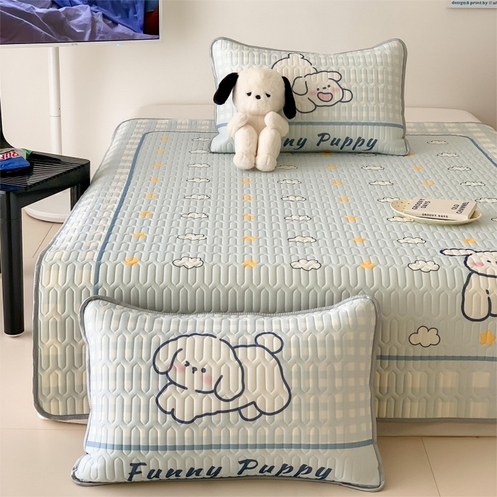 91家纺网 家纺一手货源 找家纺 顾里家纺 2026新款ins大版卡通乳胶席凉席席子 云朵小狗