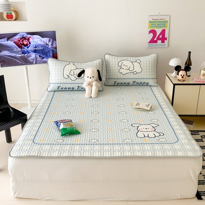 91家纺网 家纺一手货源 找家纺 顾里家纺 2026新款ins大版卡通乳胶席凉席席子 云朵小狗