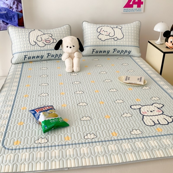 91家纺网 家纺一手货源 找家纺 顾里家纺 2026新款ins大版卡通乳胶席凉席席子 云朵小狗