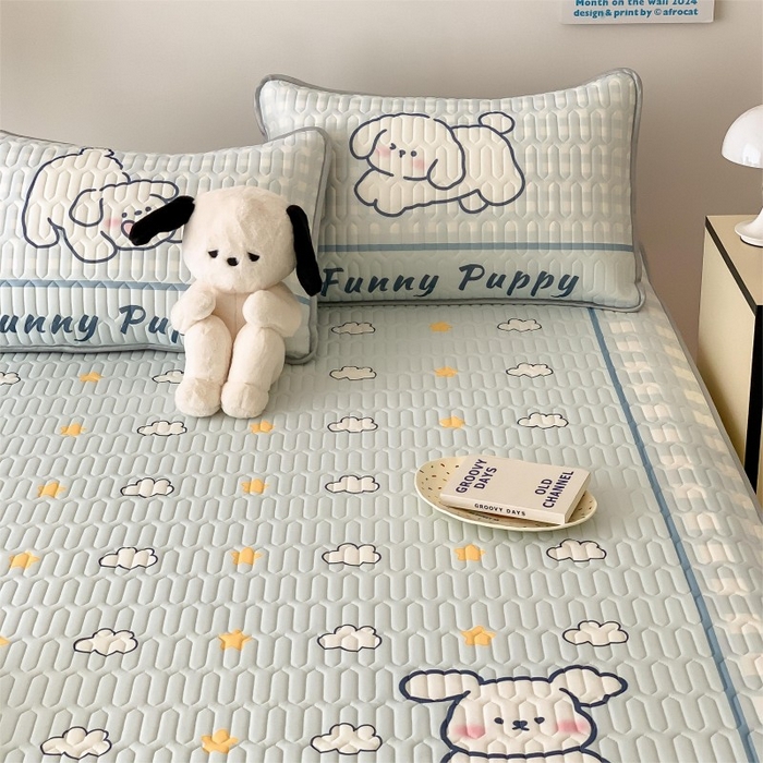 91家纺网 家纺一手货源 找家纺 顾里家纺 2026新款ins大版卡通乳胶席凉席席子 云朵小狗