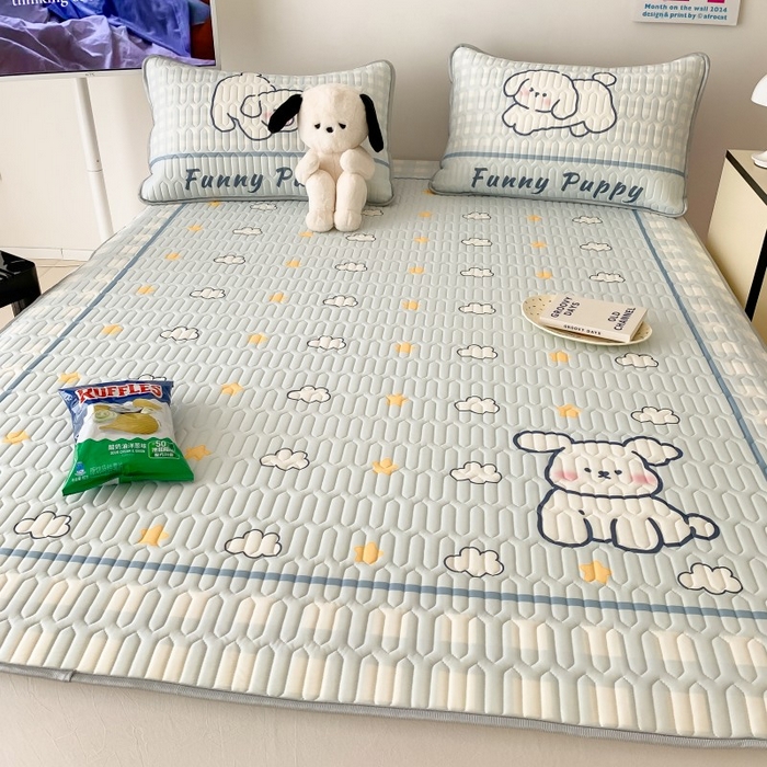 91家纺网 家纺一手货源 找家纺 顾里家纺 2026新款ins大版卡通乳胶席凉席席子 云朵小狗