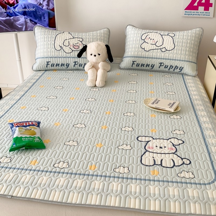 91家纺网 家纺一手货源 找家纺 顾里家纺 2026新款ins大版卡通乳胶席凉席席子 云朵小狗