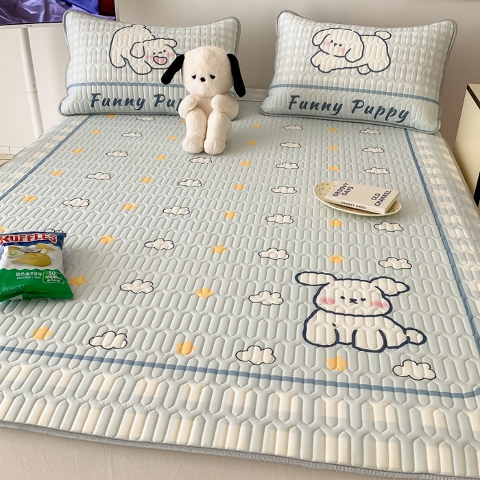 91家纺网 家纺一手货源 找家纺 顾里家纺 2026新款ins大版卡通乳胶席凉席席子 云朵小狗