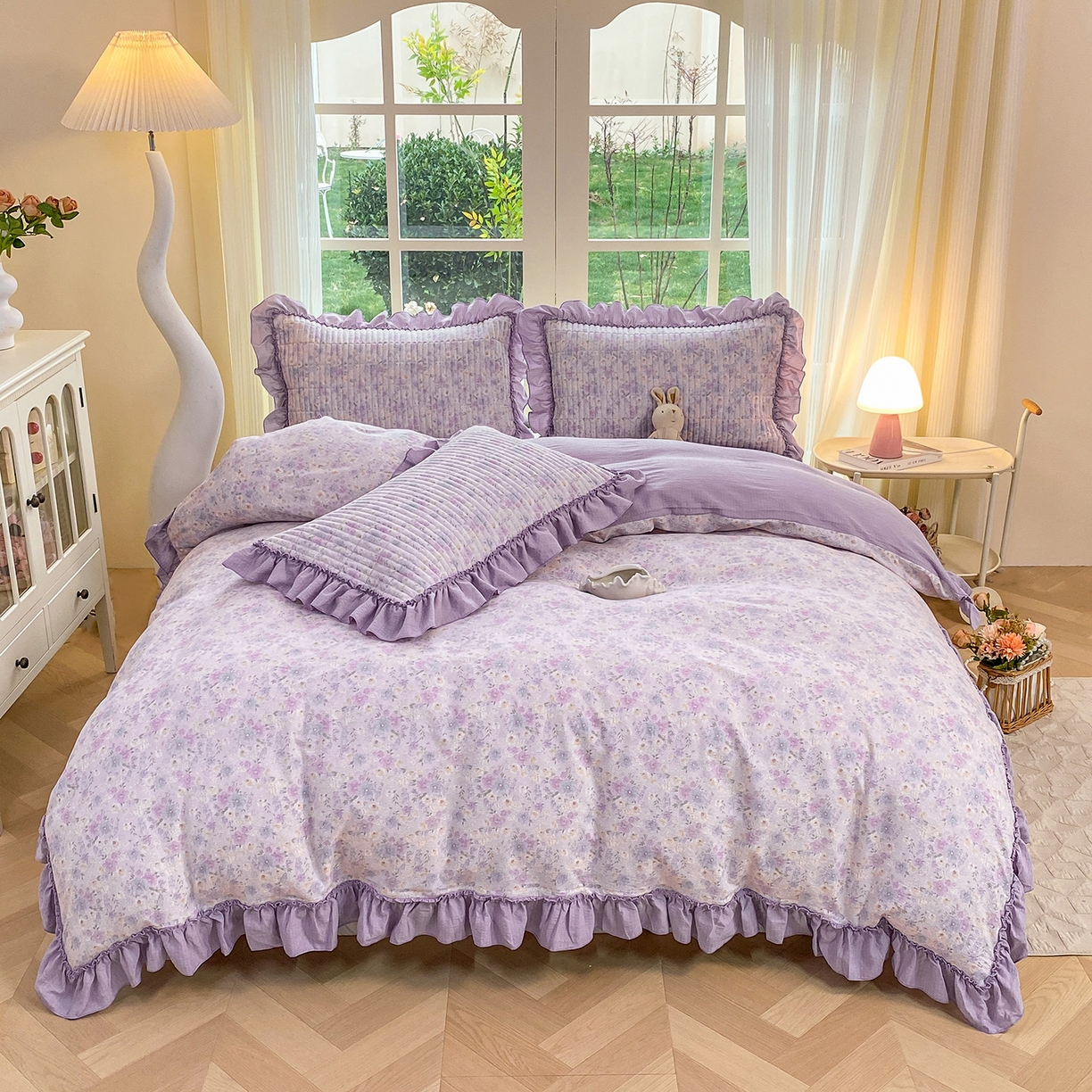 91家纺网 家纺一手货源 找家纺 （总）眠势力 2026新款云感皱皱纱床盖四件套