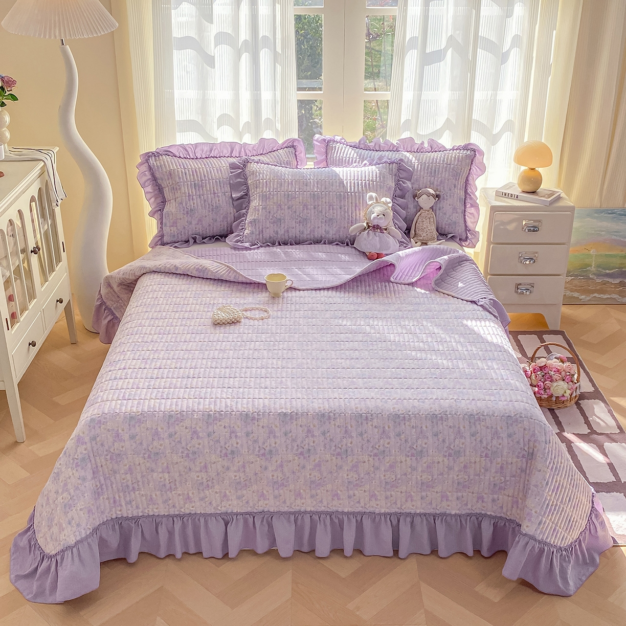 91家纺网 家纺一手货源 找家纺 （总）眠势力 2026新款云感皱皱纱床盖四件套