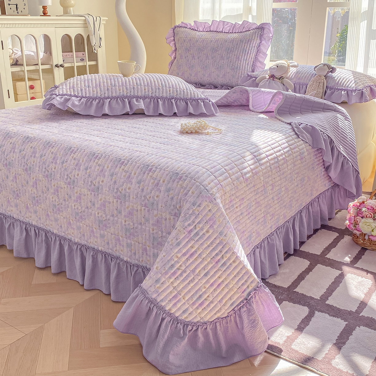 91家纺网 家纺一手货源 找家纺 （总）眠势力 2026新款云感皱皱纱床盖四件套