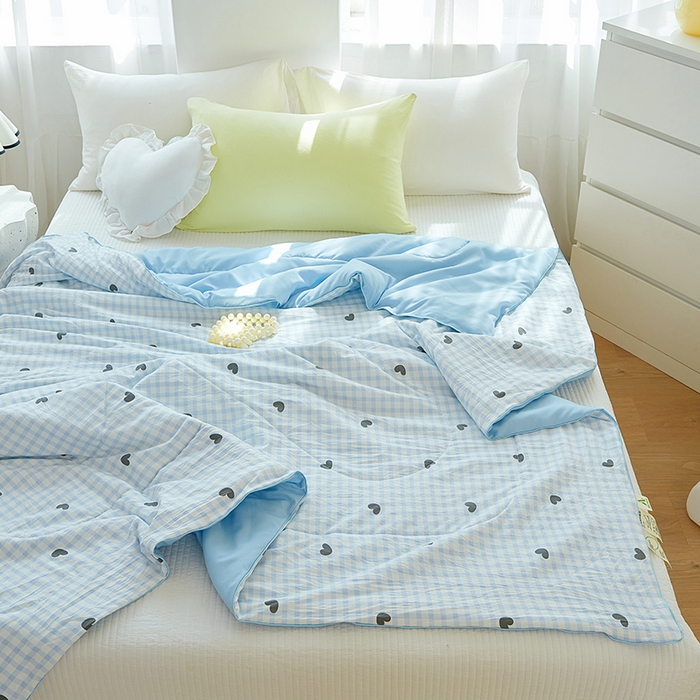 91家纺网 家纺一手货源 找家纺 梦恬佳 2026新款水洗皱皱纱卡通印花夏凉被 小幸运