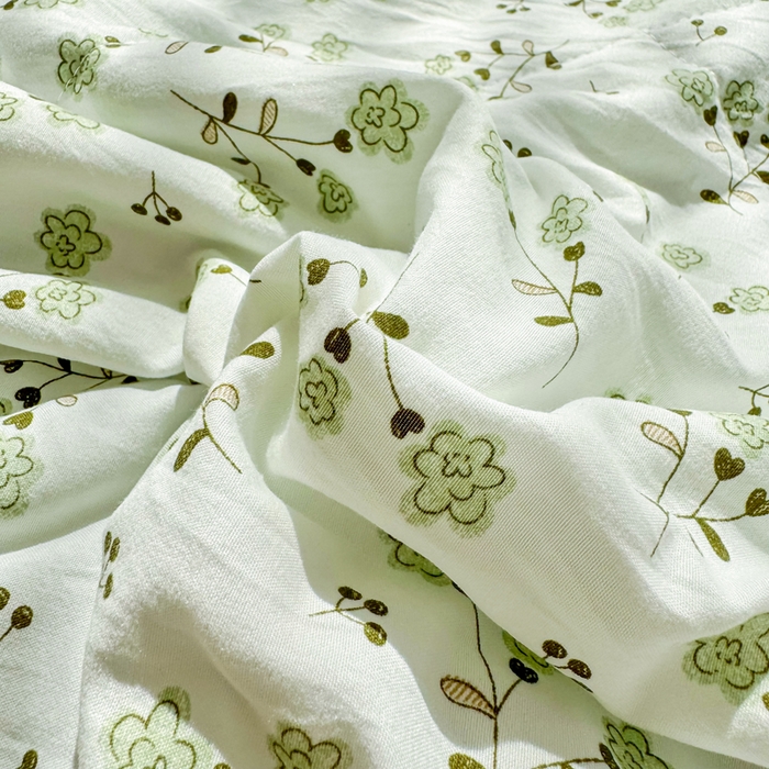 91家纺网 家纺一手货源 找家纺 梦恬佳 2026新款水洗皱皱纱卡通印花夏凉被 春日小熊