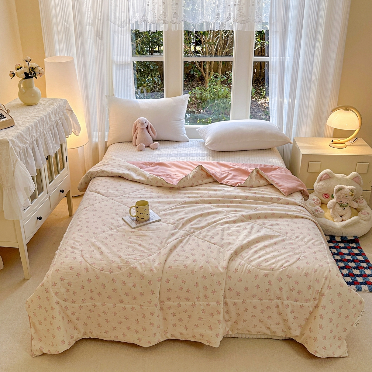 91家纺网 家纺一手货源 找家纺 （总）梦恬佳 2026新款水洗皱皱纱卡通印花夏凉被