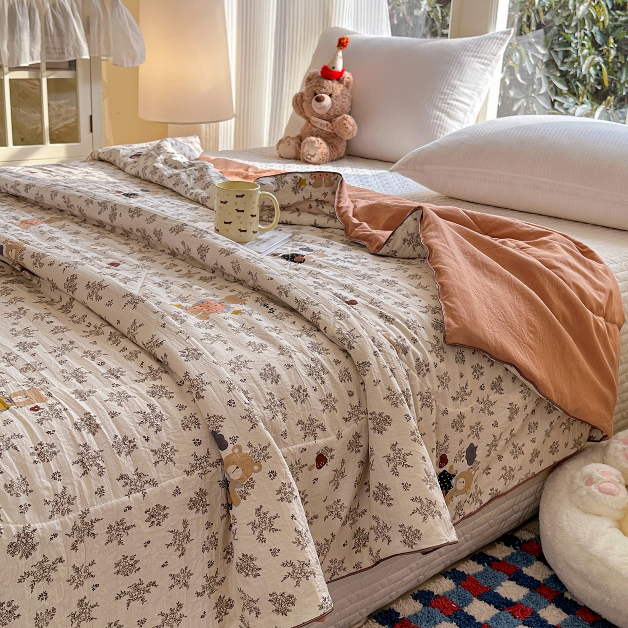 91家纺网 家纺一手货源 找家纺 （总）梦恬佳 2026新款水洗皱皱纱卡通印花夏凉被