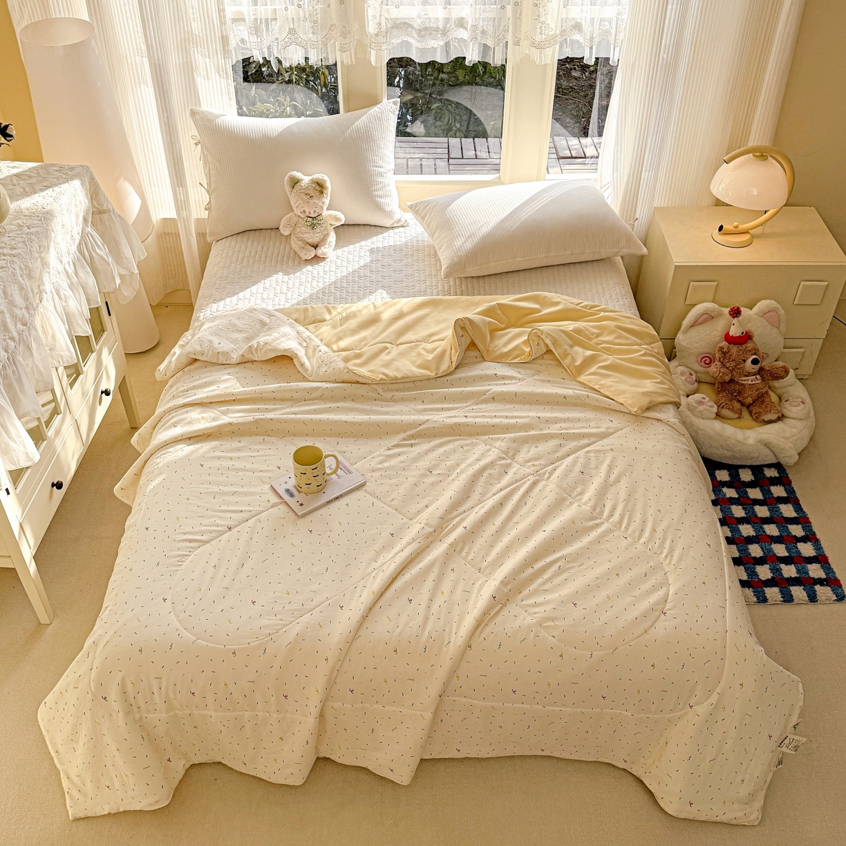 91家纺网 家纺一手货源 找家纺 （总）梦恬佳 2026新款水洗皱皱纱卡通印花夏凉被