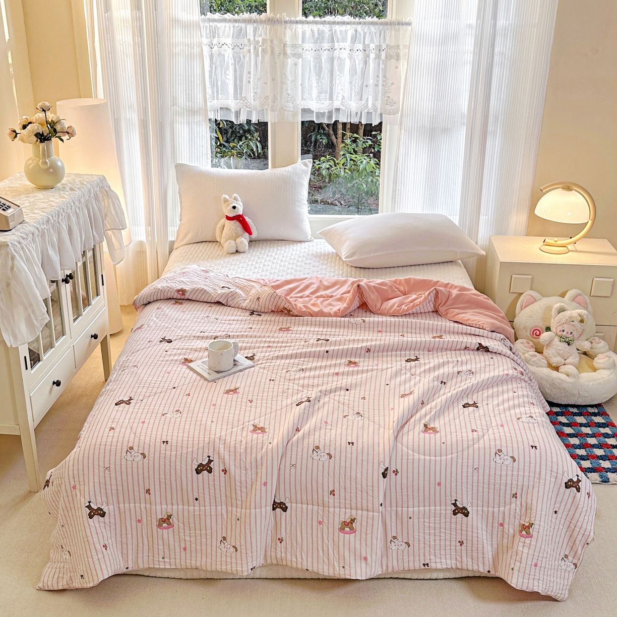 91家纺网 家纺一手货源 找家纺 （总）梦恬佳 2026新款水洗皱皱纱卡通印花夏凉被