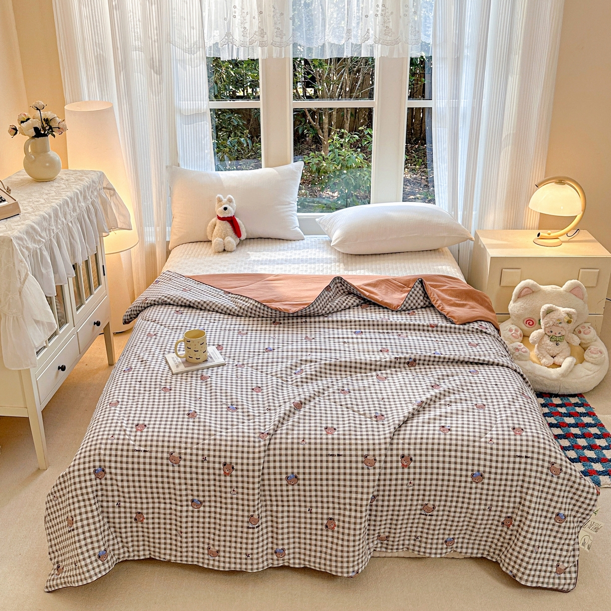 91家纺网 家纺一手货源 找家纺 （总）梦恬佳 2026新款水洗皱皱纱卡通印花夏凉被