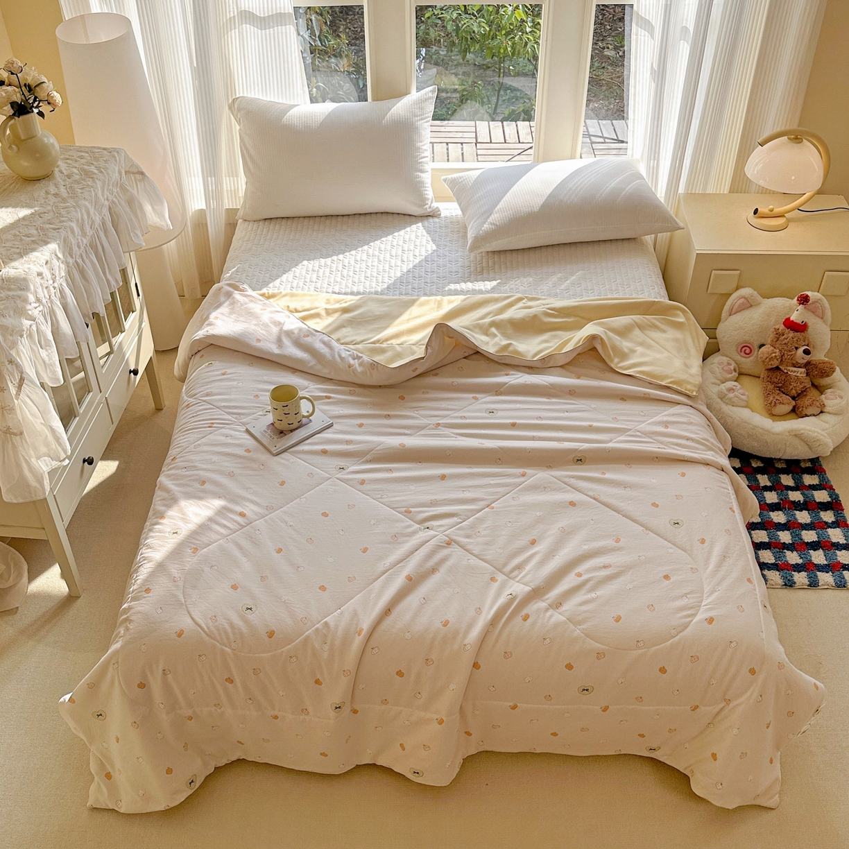 91家纺网 家纺一手货源 找家纺 （总）梦恬佳 2026新款水洗皱皱纱卡通印花夏凉被