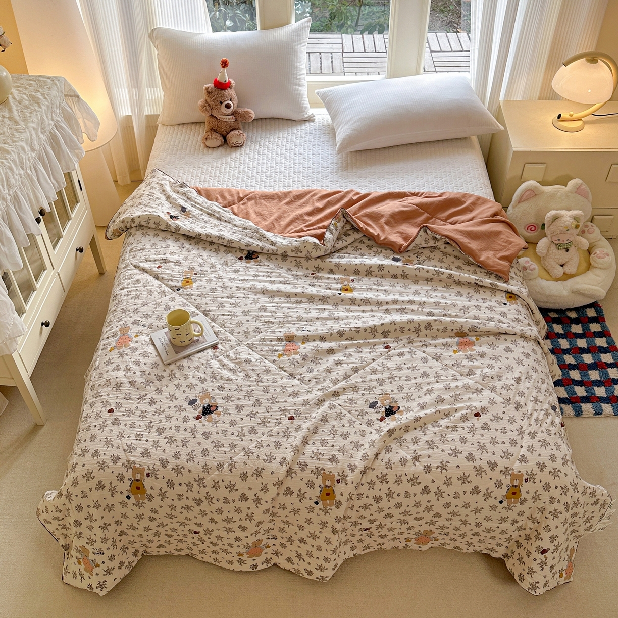 91家纺网 家纺一手货源 找家纺 （总）梦恬佳 2026新款水洗皱皱纱卡通印花夏凉被