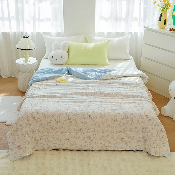 梦恬佳 2026新款水洗皱皱纱卡通印花夏凉被 繁花兔兔
