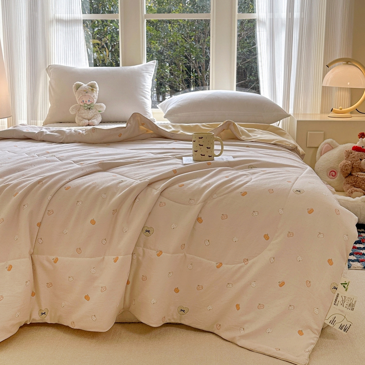 91家纺网 家纺一手货源 找家纺 梦恬佳 2026新款水洗皱皱纱卡通印花夏凉被 南瓜派