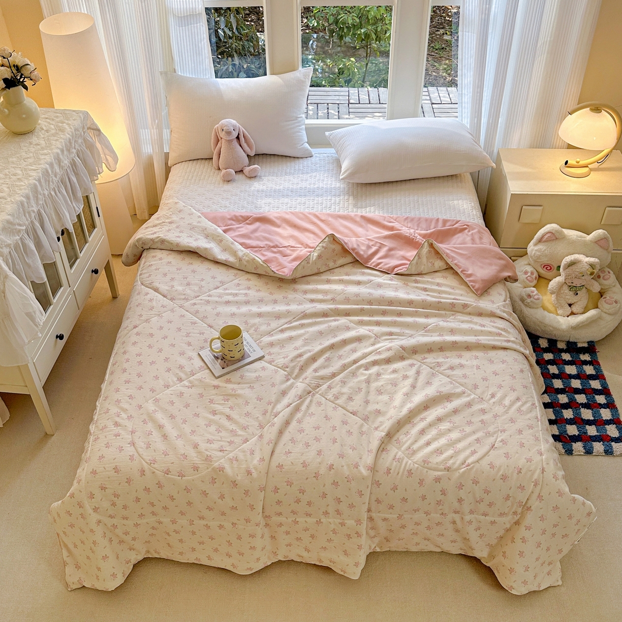 91家纺网 家纺一手货源 找家纺 梦恬佳 2026新款水洗皱皱纱卡通印花夏凉被 梦露