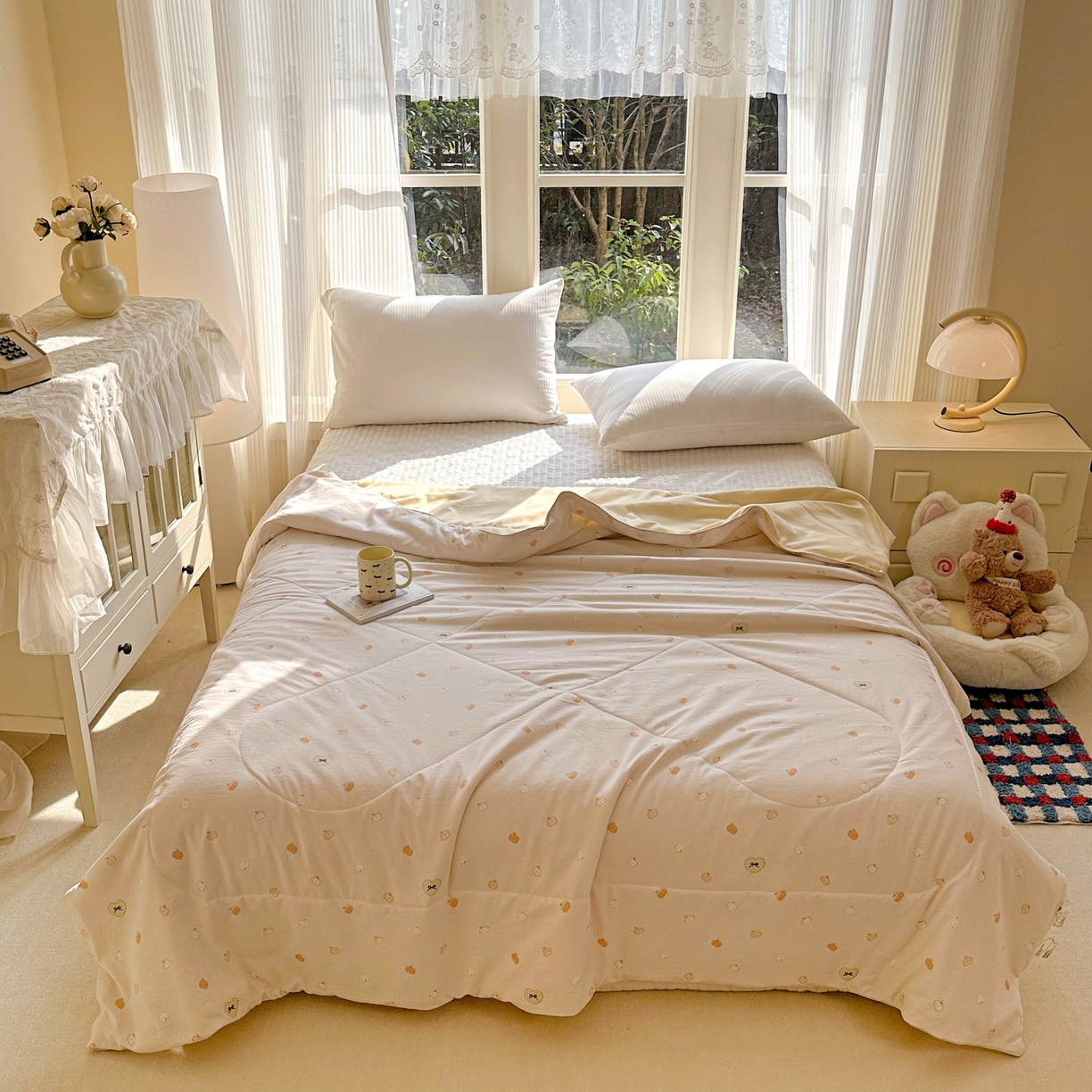 91家纺网 家纺一手货源 找家纺 梦恬佳 2026新款水洗皱皱纱卡通印花夏凉被 南瓜派