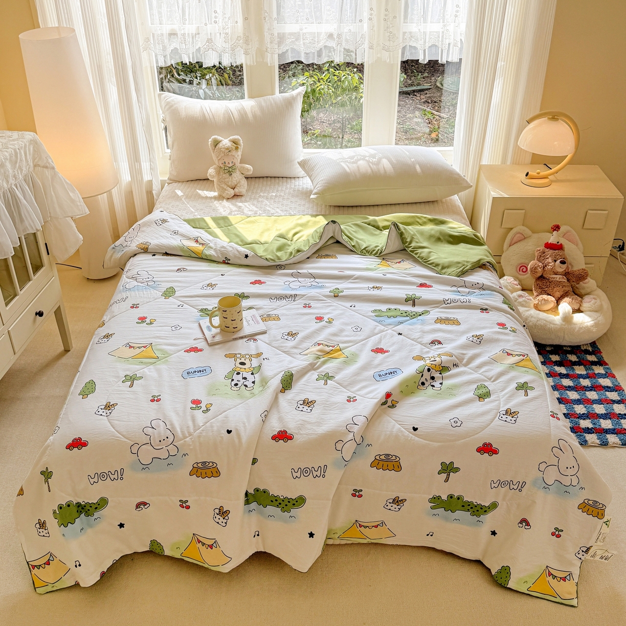 91家纺网 家纺一手货源 找家纺 （总）梦恬佳 2026新款水洗皱皱纱卡通印花夏凉被