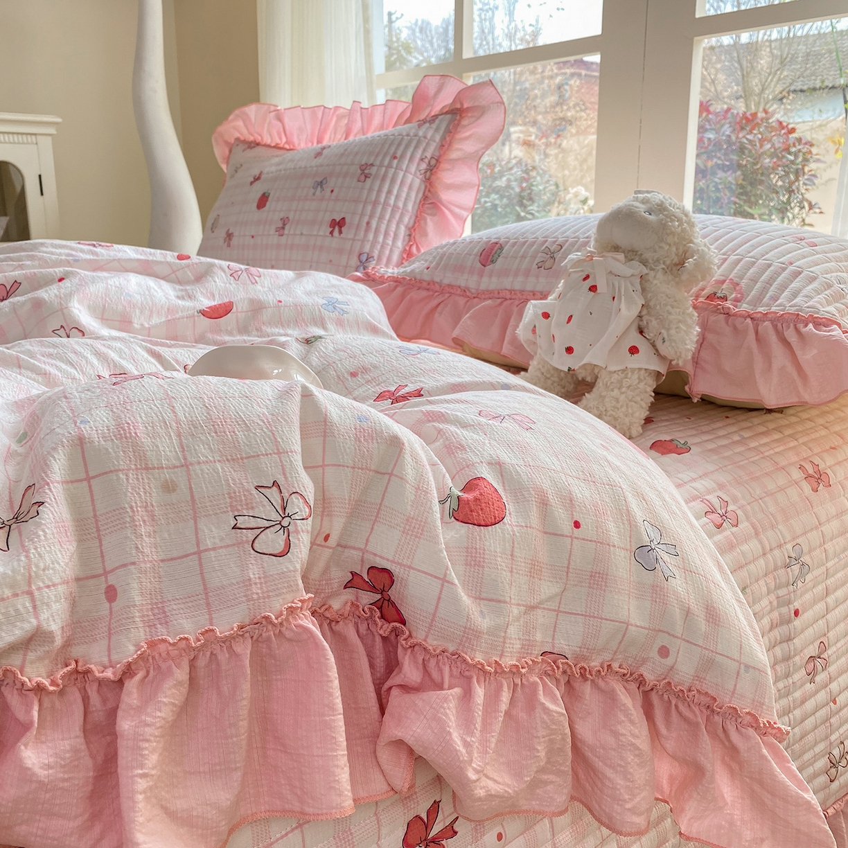 91家纺网 家纺一手货源 找家纺 （总）眠势力 2026新款云感皱皱纱床盖四件套