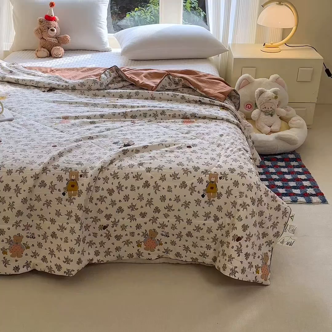 91家纺网 家纺一手货源 找家纺 （总）梦恬佳 2026新款水洗皱皱纱卡通印花夏凉被