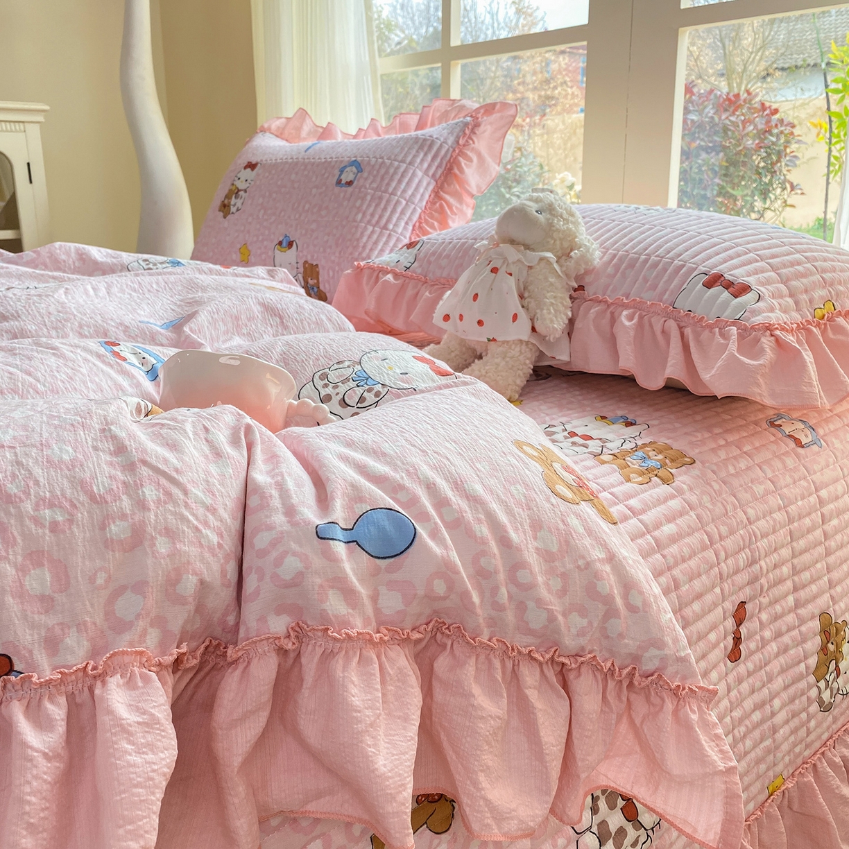 91家纺网 家纺一手货源 找家纺 （总）眠势力 2026新款云感皱皱纱床盖四件套