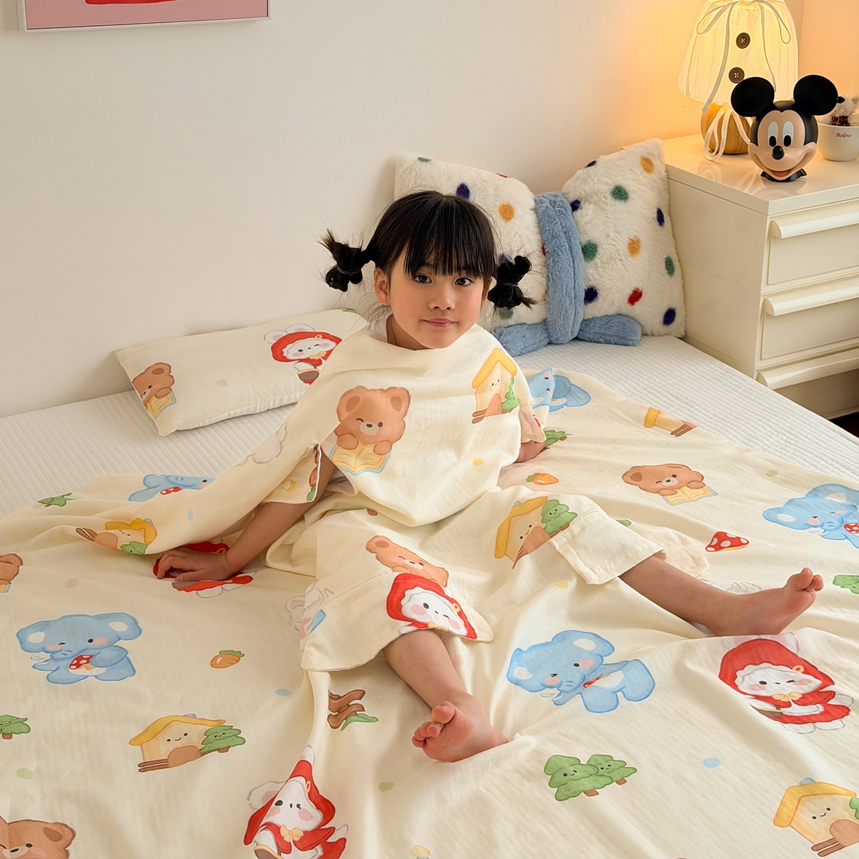 91家纺网 家纺一手货源 找家纺 嗨生活 2026新款全棉纱布护肚防踢睡袋多功能盖毯宝宝夏被 儿童夏被 儿童防踢被 萌宠乐园