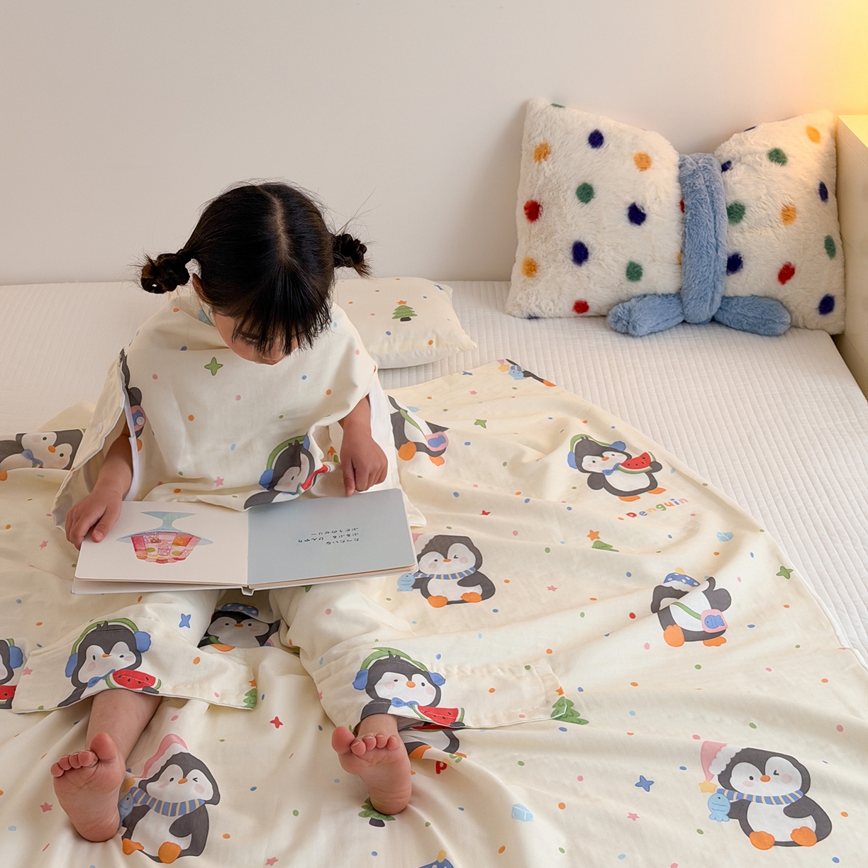 91家纺网 家纺一手货源 找家纺 （总）嗨生活 2026新款全棉纱布护肚防踢睡袋多功能盖毯宝宝夏被