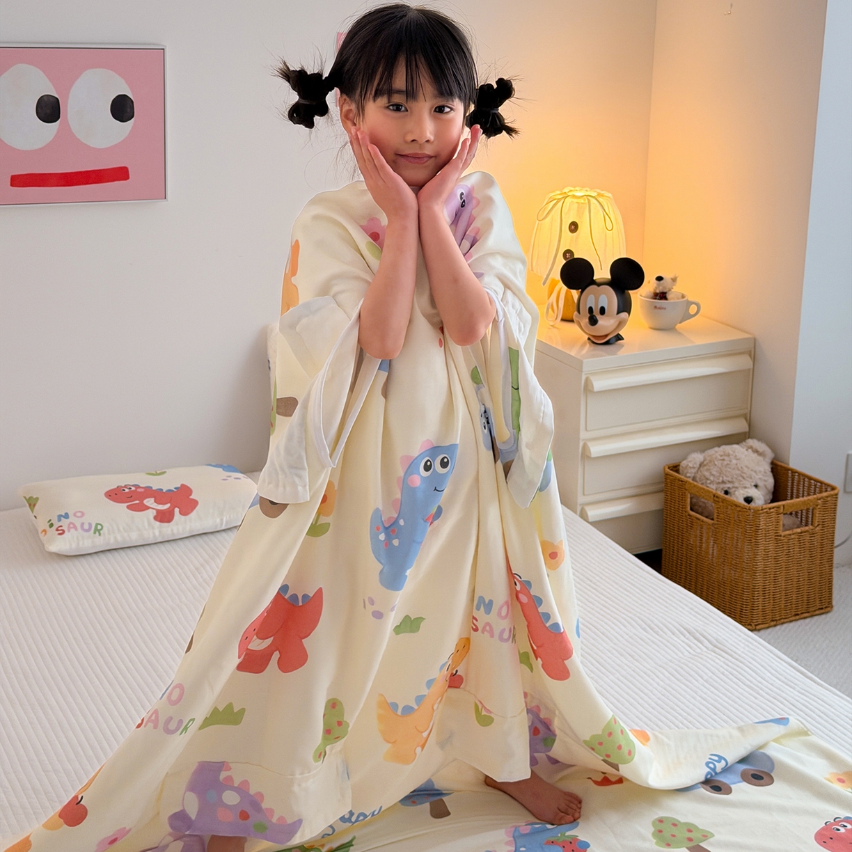 91家纺网 家纺一手货源 找家纺 嗨生活 2026新款全棉纱布护肚防踢睡袋多功能盖毯宝宝夏被 儿童夏被 儿童防踢被 恐龙世界