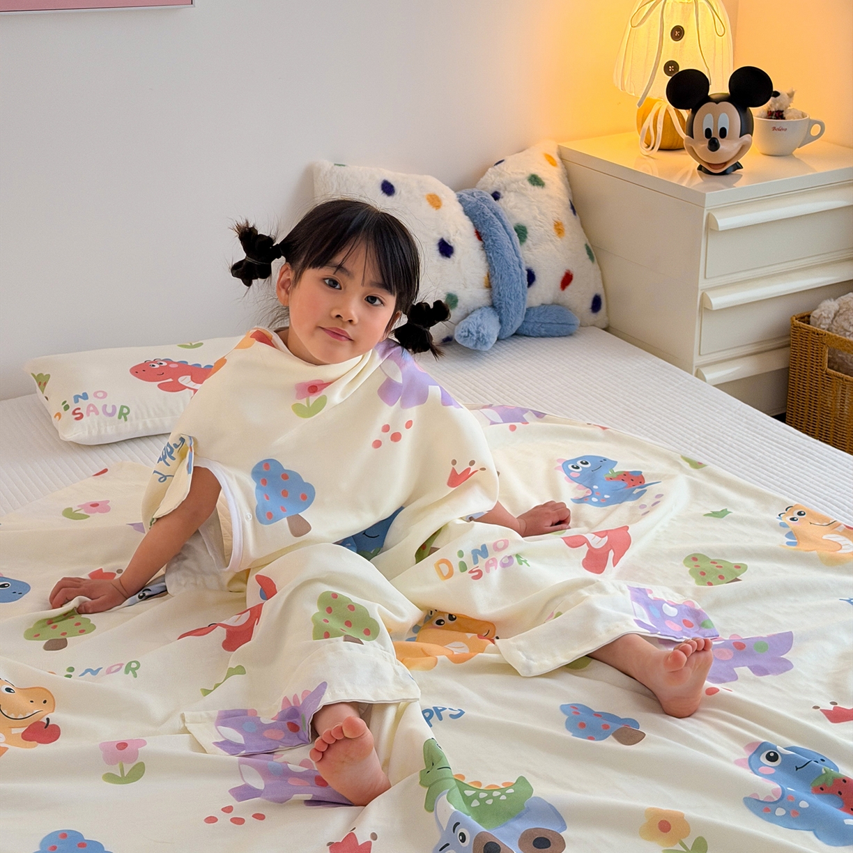 91家纺网 家纺一手货源 找家纺 嗨生活 2026新款全棉纱布护肚防踢睡袋多功能盖毯宝宝夏被 儿童夏被 儿童防踢被 恐龙世界