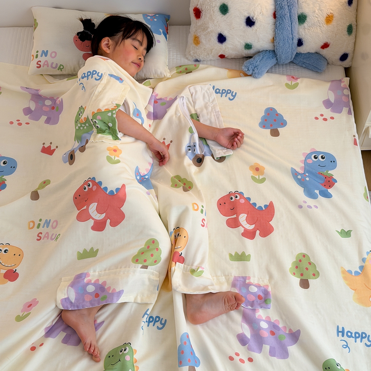 91家纺网 家纺一手货源 找家纺 嗨生活 2026新款全棉纱布护肚防踢睡袋多功能盖毯宝宝夏被 儿童夏被 儿童防踢被 恐龙世界
