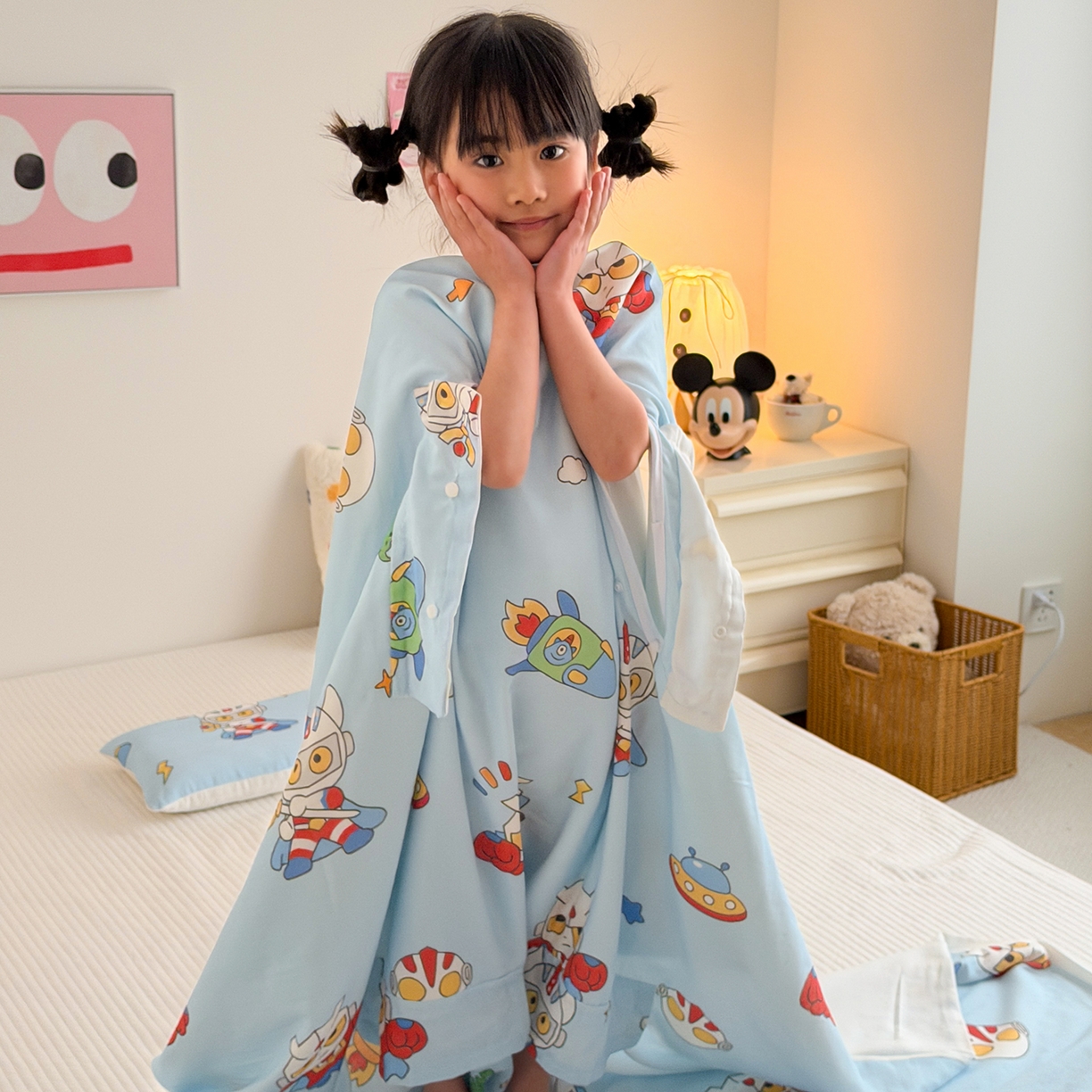 91家纺网 家纺一手货源 找家纺 嗨生活 2026新款全棉纱布护肚防踢睡袋多功能盖毯宝宝夏被 儿童夏被 儿童防踢被 宇宙超人