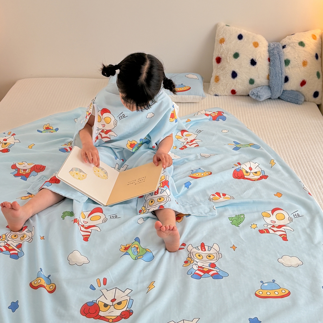 91家纺网 家纺一手货源 找家纺 嗨生活 2026新款全棉纱布护肚防踢睡袋多功能盖毯宝宝夏被 儿童夏被 儿童防踢被 宇宙超人