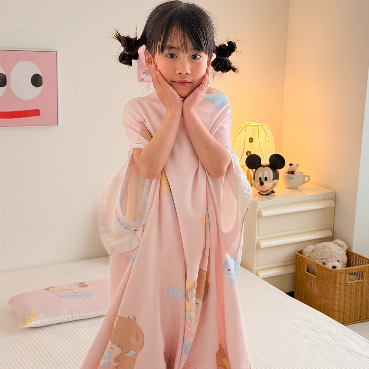 91家纺网 家纺一手货源 找家纺 嗨生活 2026新款全棉纱布护肚防踢睡袋多功能盖毯宝宝夏被 儿童夏被 儿童防踢被 人鱼公主