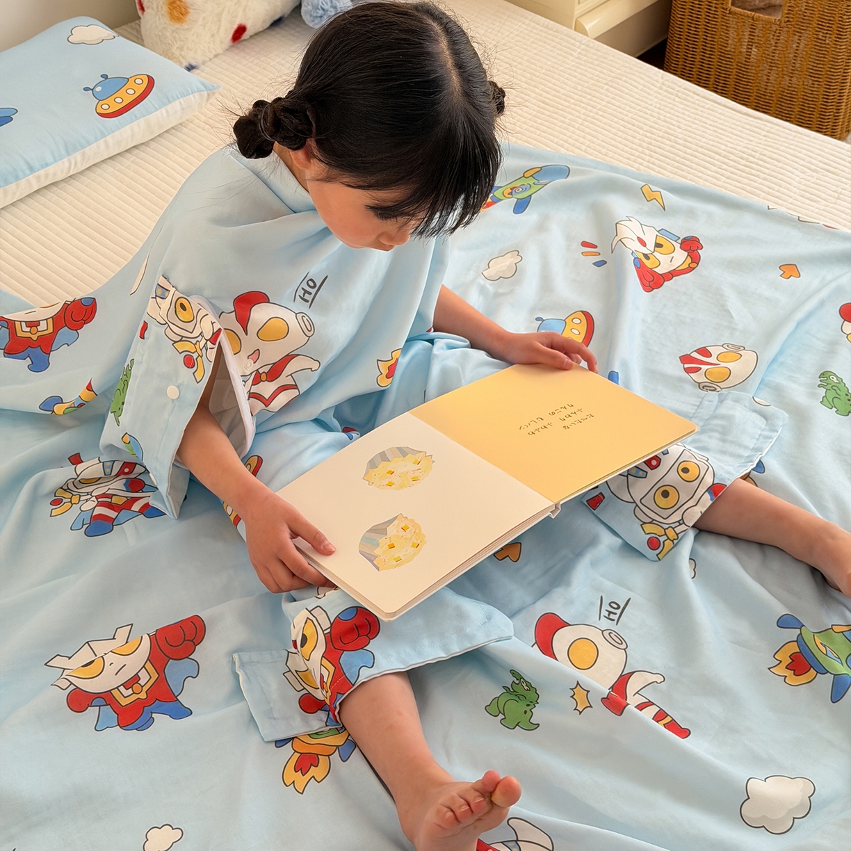 91家纺网 家纺一手货源 找家纺 嗨生活 2026新款全棉纱布护肚防踢睡袋多功能盖毯宝宝夏被 儿童夏被 儿童防踢被 宇宙超人