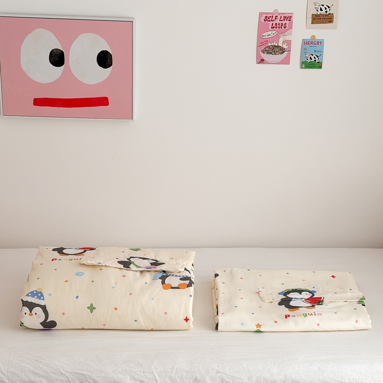 91家纺网 家纺一手货源 找家纺 嗨生活 2026新款全棉纱布护肚防踢睡袋多功能盖毯宝宝夏被 儿童夏被 儿童防踢被 波点企鹅