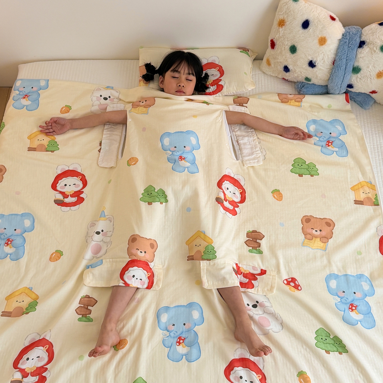 91家纺网 家纺一手货源 找家纺 嗨生活 2026新款全棉纱布护肚防踢睡袋多功能盖毯宝宝夏被 儿童夏被 儿童防踢被 萌宠乐园