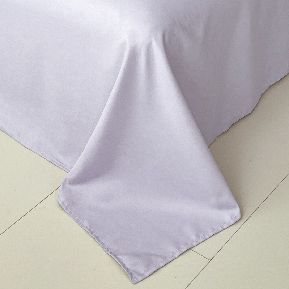 91家纺网 家纺一手货源 找家纺 大麦乐田 2026春夏新款贡缎提花纯色双拼四件套  领结 初恋紫