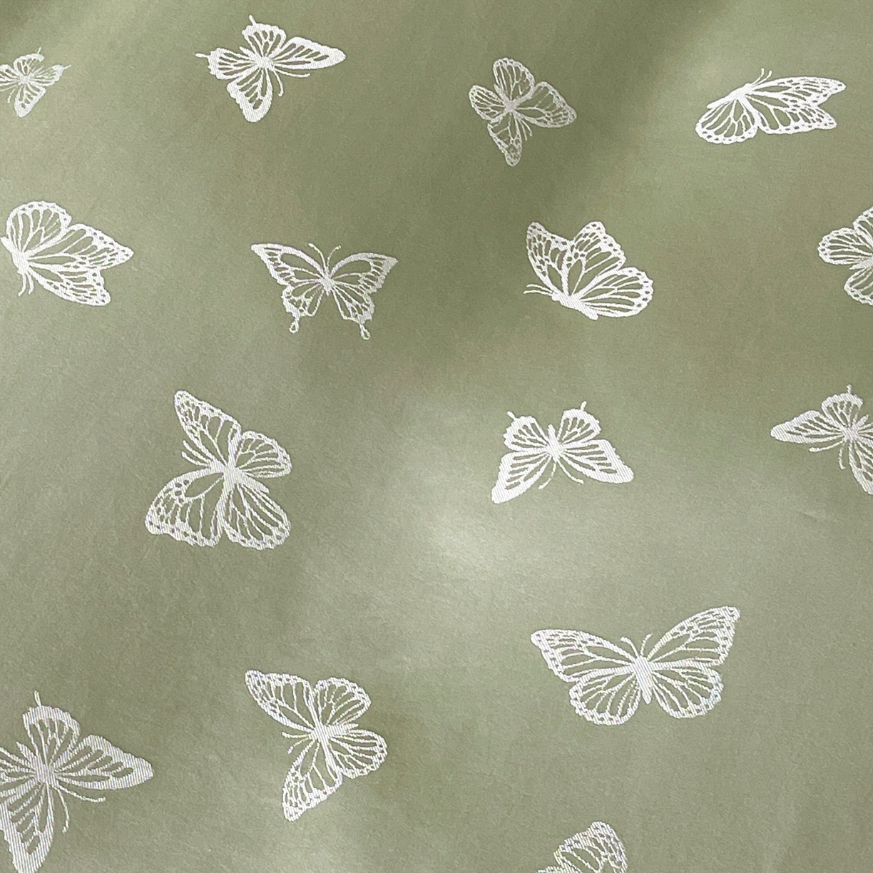 91家纺网 家纺一手货源 找家纺 大麦乐田 2026春夏新款贡缎提花花边双拼四件套 蝴蝶 抹茶绿